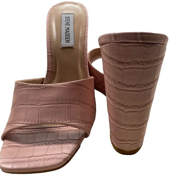 NWOB Steve Madden Women’s Veles Pink Croc Embossed Wedge 4” Heel - Size - Picture 2 of 8